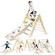 5 in 1 Pikler Dreieck Set Kinder Montessori Kletterdreieck Set mit Klappdreieck Leiter, Holz umkehrbare Kleinkind Kletterrutsche Seasaw für Indoor/Outdoor