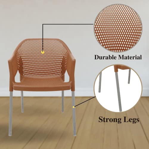Image of ITALICA Plasteel Arm Chair for Home, Office, Living Room /Matte Finish Plastic Outdoor Chair /Patio Chairs for Balcony | Suitable for Indoor & Outdoor (1209, Beige, Set of 1 Chair)