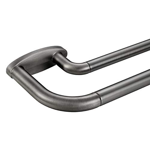 Image of Double Curtain Rods Matte Brushed Grey,Room Darkening Drapery Rod 28-48 Inches,Adjustable 3/4 Inches Front and 5/8 Inches Back Quality Metal Rod for Window,Wrap Around Design