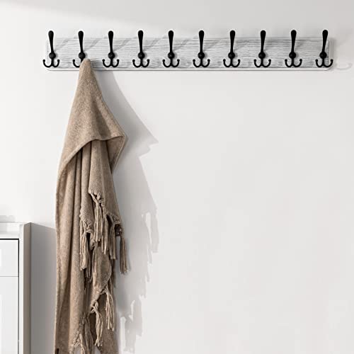 Image of SKOLOO Rustic Large Wall Mounted Coat Rack-38.6'' Long Coat Rack for Wall, Pine Solid Wood Coat Rack Hook, Farmhouse Coat Hanger Wall Mount for Hanging Jacket Coat Hat, Pack of 2