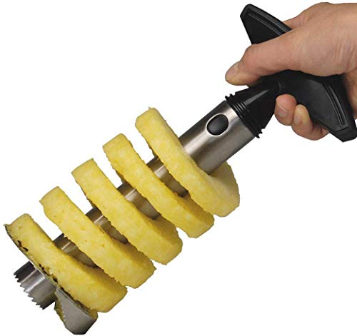 Image of HELIMIX Stainless Steel Pineapple Slicer Cutter, Pineapple Seed Clip Eye Remover, Deseeding Gadget Corer and Slicer Tool Combo.
