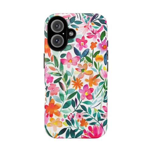 Coque iPhone 16 motif floral aquarelle - Finie la peur des rayures avec ce style rose mat