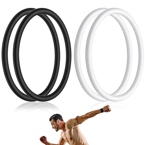 Tweruna 4 PCS Silicone Patella Bands, 3 in Diameter Flexible Patellar Strap for Fixed Knees, Sport Knee Bands for Basketball, Running(Black White)