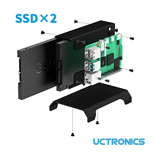 Rack NAS pour Raspberry Pi 5 et 4, la solution de stockage métallique UCTRONICS double SSD 2.5 - 4