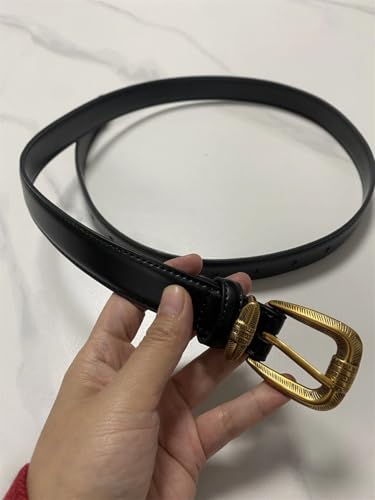Pohullan Women Vintage Leather Dress Belts Decoration Narrow Belt3