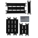 TATCIPK 4 Pack Molle Panel with Laser Cutting Loop Molle Patch Display Holder Mini Patch Board for Tactical Backpack Include American Flag Patch Black