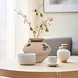 MAKHOT Rustic Ceramic Farmhouse Flower Large Vase, 10.23” Modern Antique Terra Cotta Decorative Vase. Suitable for HomeDecor, Interior Decor, Kitchen Decor for Shelf, Table, CornerVase Decoration