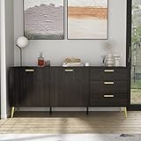 AIEGLE Sideboard Buffet Cabinet with 3 Drawers & 2 Doors, Kitchen Buffet Storage Cabinet Entryway Cu