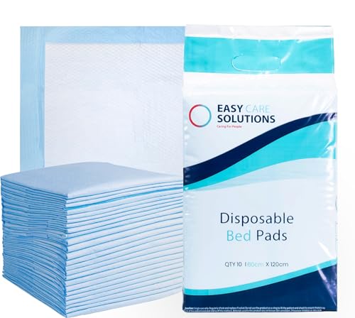 10 x Easy Care Solutions 60 x 120 cm | Premium Disposable Incontinence Bed Pads | High Absorbency Underpads, Bed Mats, Mattress Protectors, Incontinence Pads | 1 Pack of 10