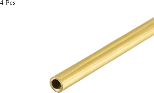 Miniatura 3 de 4 piezas Tubo redondo de latón de 11.811 in de longitud de 0.039 in de diámetro exterior de 0.008 in de grosor de pared, tubo recto de cobre de