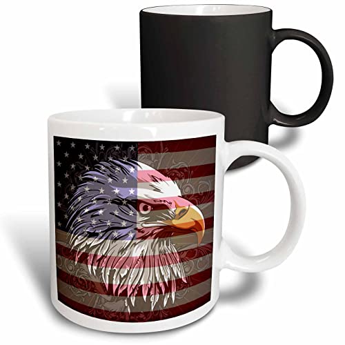 3dRose Ornate Bald Eagle and USA Pride Mug 11oz Magic Transforming Mug