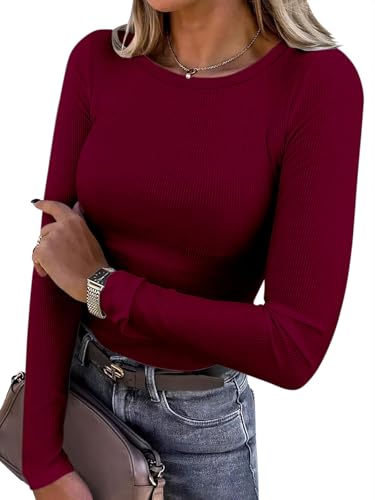 Titimiss Damen Rundhals Pullover Herbst Stretch Langarmshirt Elegant...