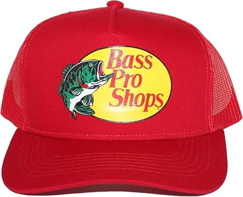 Authentic Bass Original Fishing Hunting Pro Mesh Back Trucker Hat - Men & Women Outdoor Activity & Travel Ultimate Accessory (US, Alpha, One Size, Scarlet Red)