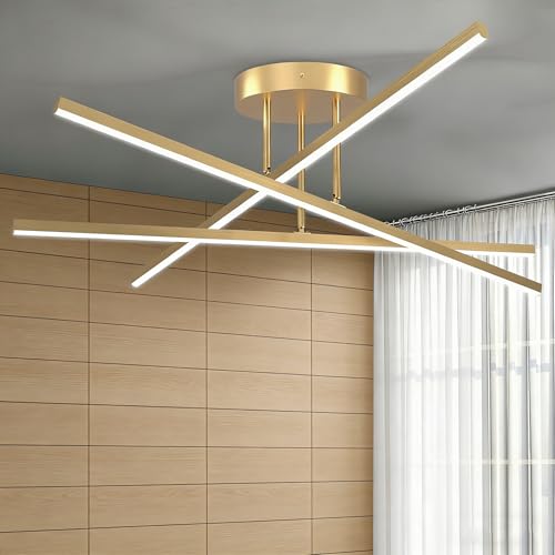 Amansour LED Deckenleuchte Wohnzimmer Deckenlampe Schlafzimmer: 36W Kaltweiß 6000K 60cm moderne Deckenleuchte aus schwarzem Acryl mit flacher Montage für Büro Schlafzimmer Wohnzimmer