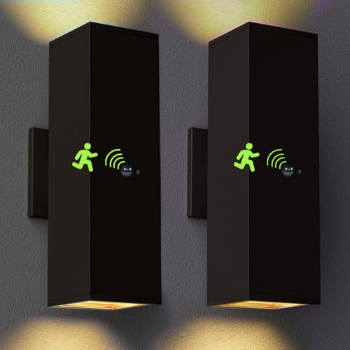Image of rosykite Motion Sensor Outdoor Wall Lights, Dusk to Dawn Exterior Wall Mount Light Fixtures with 3 Modes, Waterproof Up Down Porch Lights for House, Garage, Patio, Entryway, Matte Black