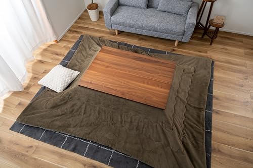 PaletteLife Kotatsu Comforter 79\" x 94\" (200x240cm), Reversible Herringbone Heated Table Blanket, Lightweight Brushed Polyester Futon Duvet, Cozy Japanese Floor Bedding, Scandinavian Style, Khaki
