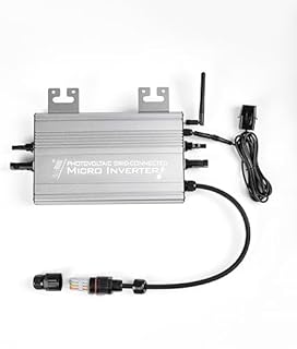 POWLSOJX Micro Grid-Tie Inverter with Battery Storage,Multiple Connection Modes,APP Control,20V-60V PV Input, 36V/48V Battery, 180-265VAC Output (UDM-GS) (1250W)