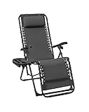 Weida Home Tumbona Plegable para Exterior | Reposapiés y Cojín Ajustable | Silla Reclinable Bandeja Lateral para Bebidas, Piscina (Gris)