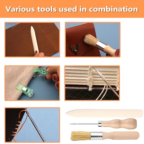 LANZLC Buchbinder Set, 41 Stück Buchbindewerkzeuge, Buchbindematerialien, Buchbindeset für Anfänger mit Wachsfaden, Falzbein, Papierahle, Bindeband, Buchbinden Zubehör für DIY Buchbindehandwerk