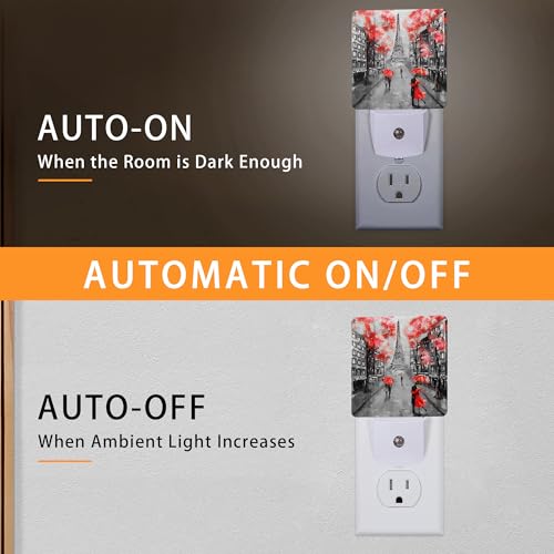 Image of Paris Tower Romance Night Light,Night Lights Plug into Wall with Dusk to Dawn Sensor,Lamp for Bedroom Bathroom Hallway Nightlight for Women Girls, NL-70