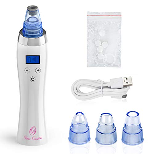 Blackhead Remover Pore Vacuum For Face, Blueorchids Dermasuction For Whitehead Removal, Acne Pimple Sucker, Face Vacuum Pore Cleanser, Comedone Extractor, 5 Adjustable Suction Power With 4 Probes #TOP1