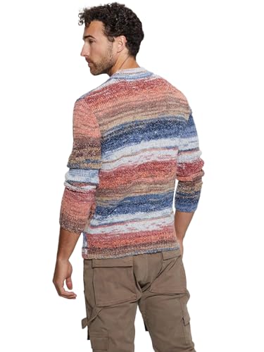 Pull Guess Eged Space Dye Striped Sweater Homme en maille texturée premium