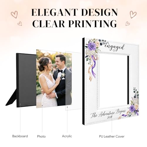 FaCraft Engagement Gifts for Couples 2026 - Personalized Engagement Picture Frame Gifts for Newly Engaged Couples Best Friends Him Her Bride to Be Fiance Women Happy Engaged Keepsake Party Decorations — view 5