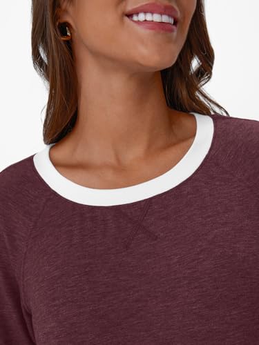 Image of AUTOMET Womens Color Block Long Sleeve Shirts Oversized Crewneck Casual Top