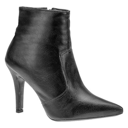 Bota Feminina Bico Fino com Zíper Lateral Cano Curto Salto Alto Confortável Lóris Shoes 174 (Preto, BR, Adulto, Numérico, 37)