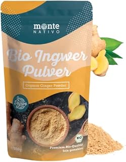 Monte Nativo proszek imbirowy (500 g) imbir z Indii, napełniony w Niemczech | Ayurweda | korzeń imbiru, drobno zmielony i starannie suszony | Do herbaty imbirowej, curry lub imbiru