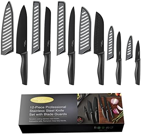 Kitchen Knife Set, KYA38 12-Piece Kitchen Knives Set with Covers,...