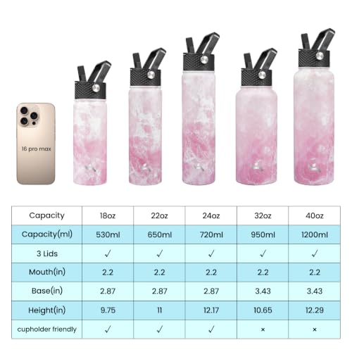 Image of Konokyo 22 oz Insulated Stainless Steel Water Bottle with Straw Lid