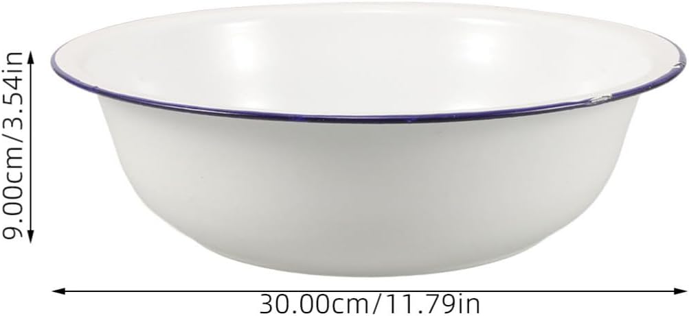 Enamel Basin 11.79 Inch Enamel Bowl Large Wash Basin Face Vintage Mixing Bowl for Fruit, Salad, Pasta,Soup