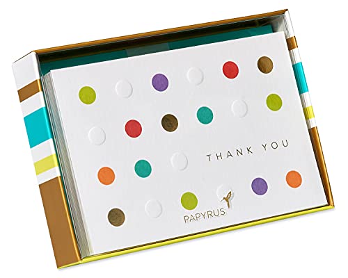 Image of Papyrus Blank Thank You Cards with Envelopes, Bold Dots (12-Count)