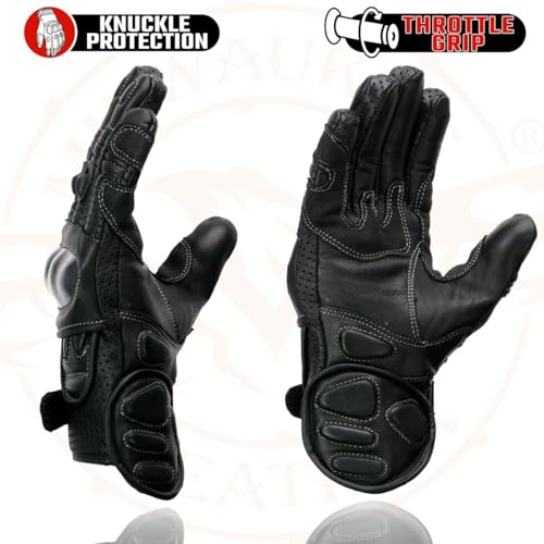 Image of Milwaukee Leather Men's Premium Leather Motorcycle Racing Gloves - Hand Protection, Gel Palm, Adjustable Fit - Small