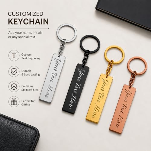 Image of Premium Customized Metal Keychain | Personalized Name Engraved Keychain for Car & House Keys | Stylish Stainless Steel Gift for Men & Women