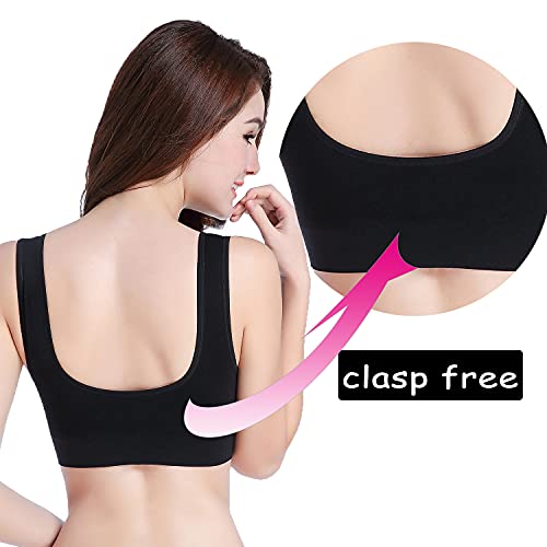 Image of PRETTYWELL Sleep Bras for Women, Comfort Seamless Wireless Stretchy Sports Bra,3 Pack Yoga Bras, with Removable Pads