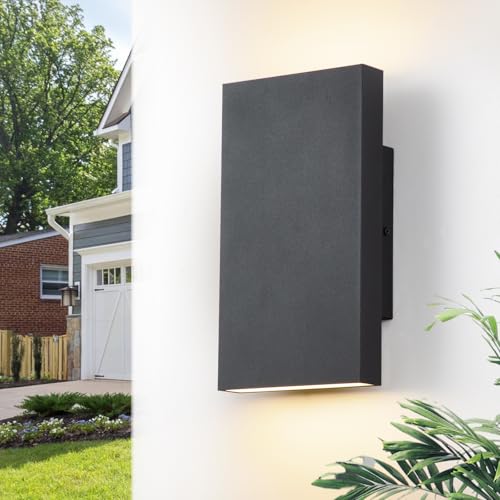 Image of Modern Outdoor Wall Light Black Up and Down Lights Outdoor 10 inch LED Exterior Lighting Fixtures for House, Porch Outside Lights for Entryway Front Door Patio Garage (10W, 3000K /4500K /6000K)