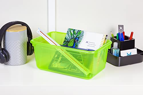 Image of Storex Small Cubby Bins - Plastic Storage Containers for Classroom, 12.2 x 7.8 x 5.1 inches, Candy Green, 5-Pack (62477A05C)