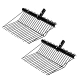 KCGANI 2 Pcs Metal Fork Head Manure Fork Replacement Head, 18 Tines Pitchfork Head with Screws and Nuts, Horse Manure Rake Bulk with Angled Tines for Picking up Horse Stall Manure Garden Grass Hay