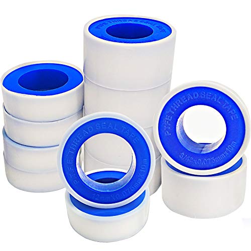 Teflon Tape Plumbers Tape - 12 Pack Thread Tape PTFE Pipe Sealant Seal Tape for Plumbers Plumbing White 3/4