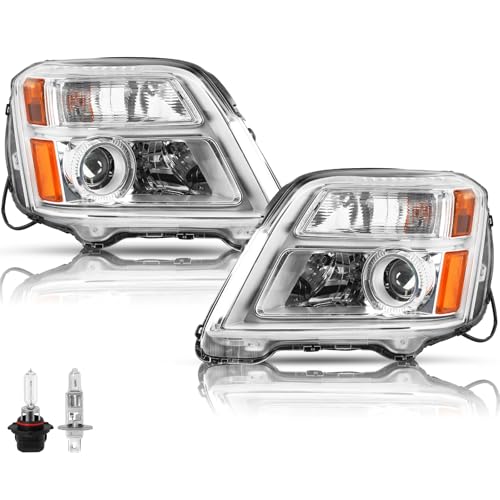JSBOYAT Halogen Headlight Assembly Fits for 2010-2015 GMC Terrain SUV SL/SLT/SLE Projector Factory OE Style Headlamp Bulbs Included Pair Set