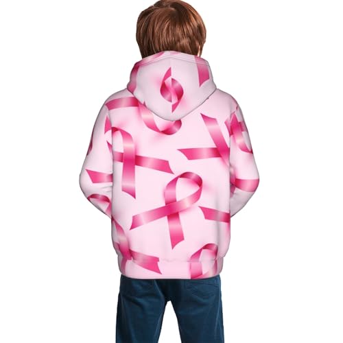 Breast Cancer Ribbons Awareness Kid Hoodies Boys Sweatshirts Girls Pullover with Pocket4