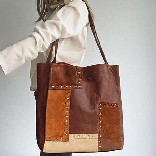 Bolso tote para mujer de cuero PU patchwork miniatura 2
