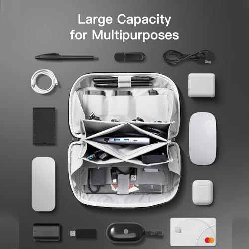 Organizador de electrónica de viaje con apertura de 180 grados para cables y cargadores en negro 4