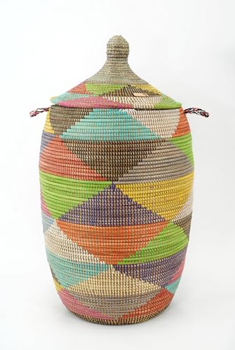 Cesta de ropa sucia YAADU con tapa - XXL grande, contenedor de ropa sucia, cesto de ropa sucia, cesta con tapa, cajas de ropa sucia, cesta africana (Gueno)
