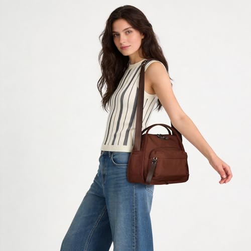 CEUTNIZ Elegant Solid Color Shoulder Bag for Women Casual Nylon Front Pocket Handbag Casual Trendy Textured Commuter Bag - image 2