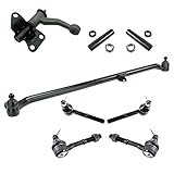 TRQ Front Driver & Passenger Side Steering Kit Center Link Idler Arm & Bracket Assembly Tie Rod Tie Rod Adjusting Sleeve Compatible with 1994 Nissan D21 1993-1995 Pathfinder 1995-1997 Pickup