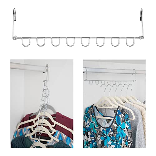 Kleverise 12 Pack Metal Space Saving Hangers - 8 Slots Stainless Steel Clothes Hangers Magic Cascading Hangers - Clothing Closet Space Saver Storage Extender Organizers #TOP9