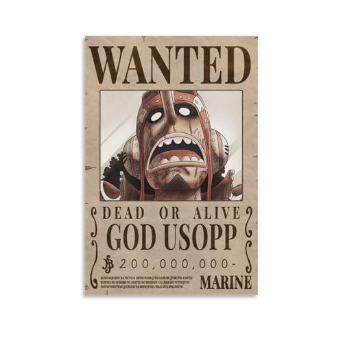 JJXCAC Anime Usopp Bounty Wanted Prints Posters Canvas Wall Art Oil Paintings Deco Unframed 08x12inch